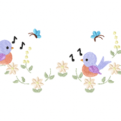 birds singing embroidery design -instant d0wnl0ad