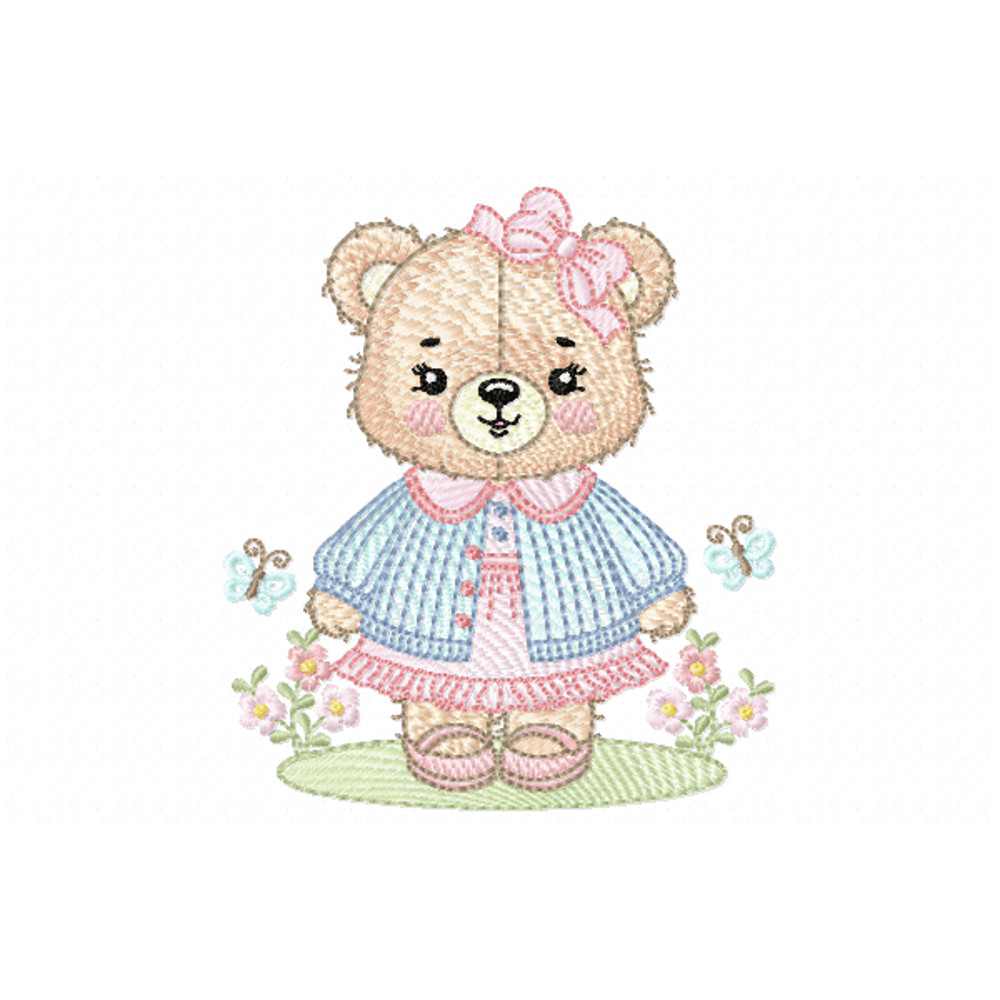Teddy Bear Girl Embroidery Design INSTANT D0WNL0AD 0