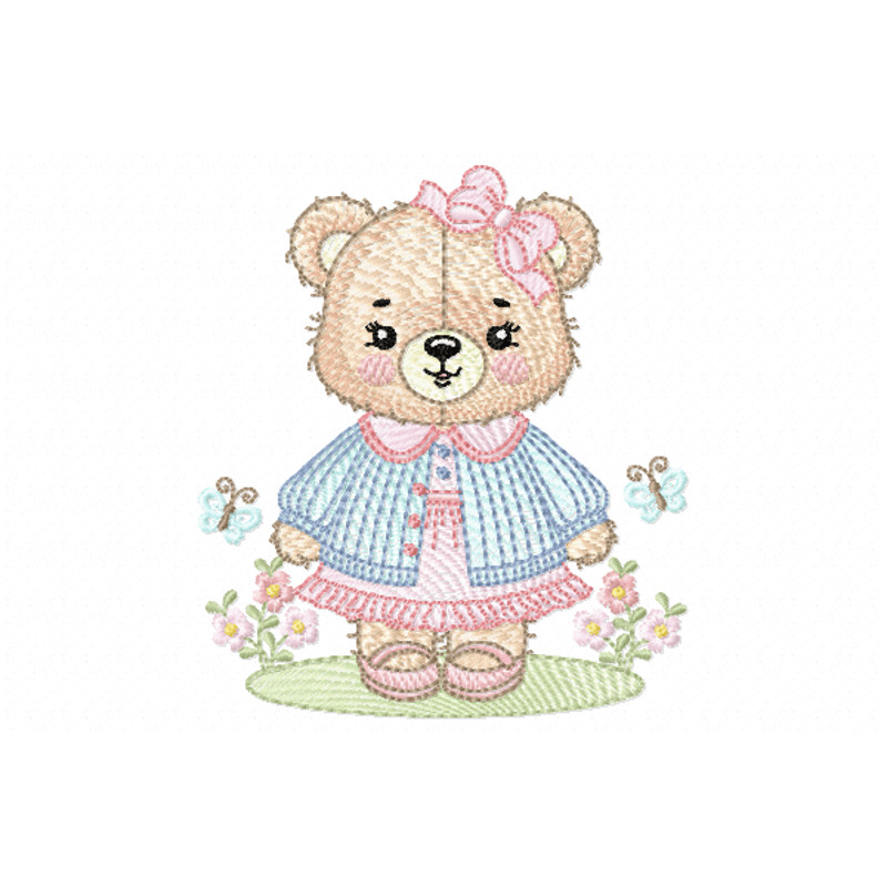Teddy Bear Girl Embroidery Design INSTANT D0WNL0AD 0