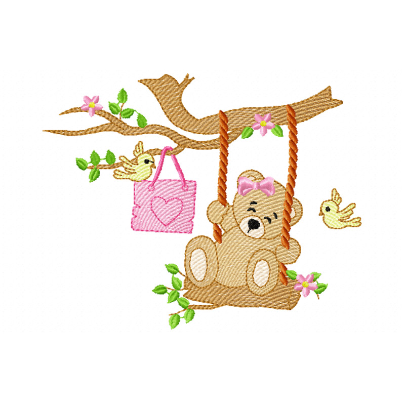 Baby Bear Garden Embroidery Design INSTANT D0WNL0AD 0