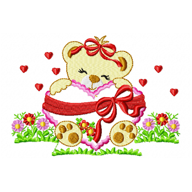 Girl Bear Heart Embroidery Design INSTANT D0WNL0AD 0