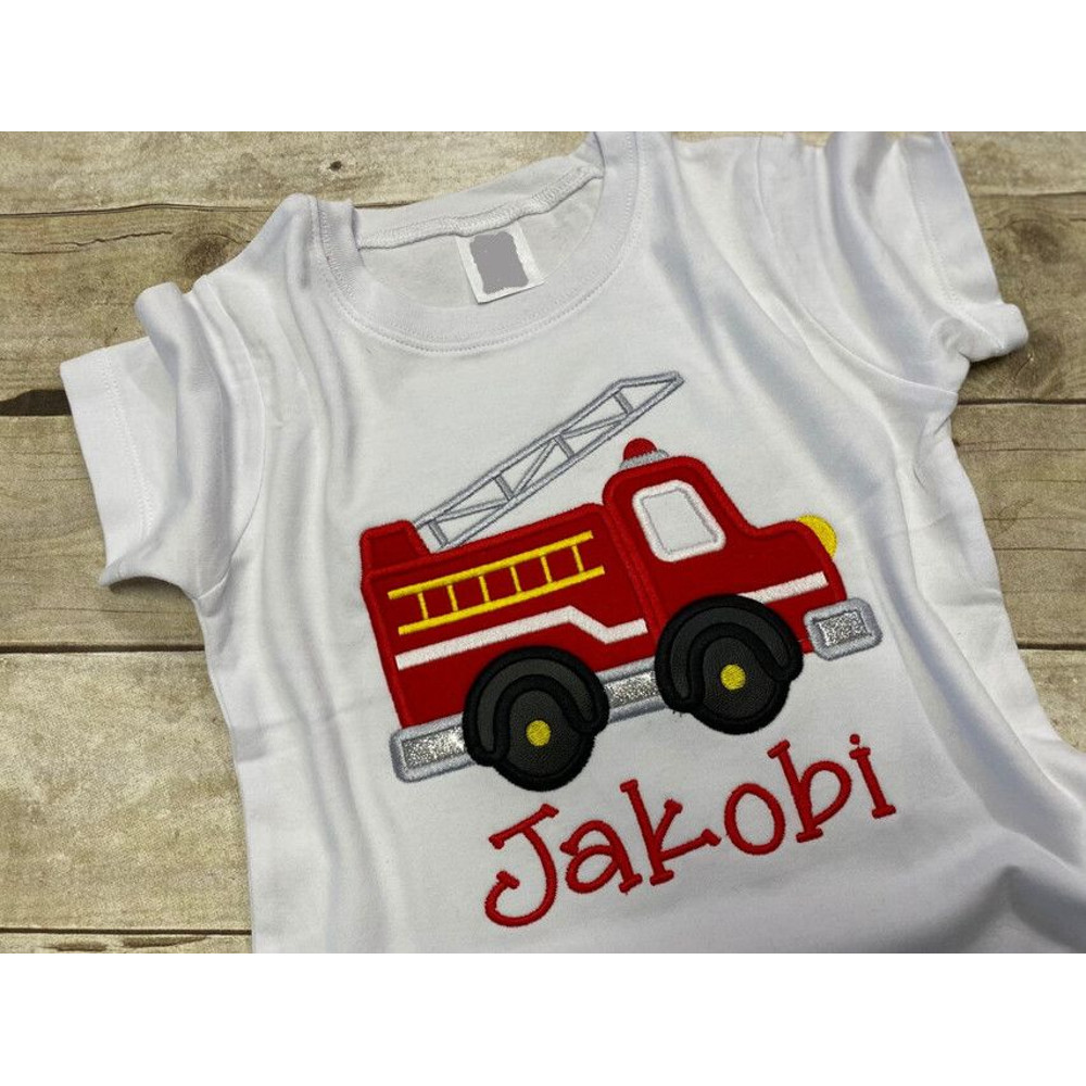 Fire Truck Applique Embroidery Design INSTANT D0WNL0AD 0