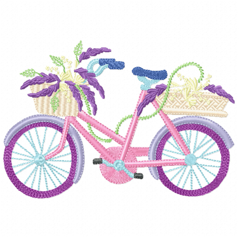 Lavender Bicycle Embroidery Design INSTANT D0WNL0AD 0