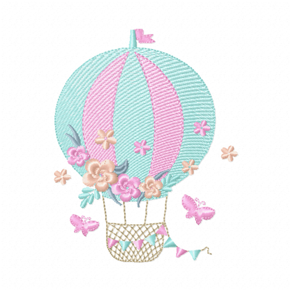 Blossom Balloon Embroidery Design INSTANT D0WNL0AD 0