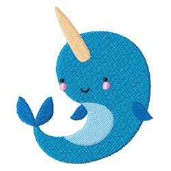 unicorn fish embroidery design -instant d0wnl0ad