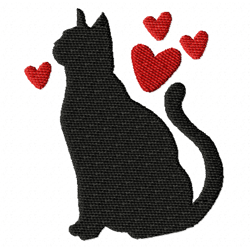 cat with hearts embroidery design -instant d0wnl0ad
