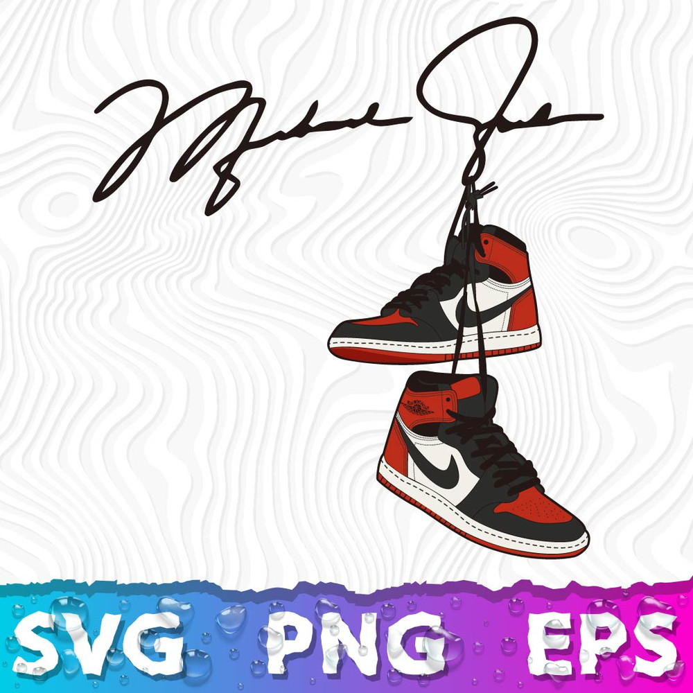 Michael Jordan Signature With Hanging Sneakers SVG, Jordan Shoe SVG, Air Jordan PNG  .jpeg