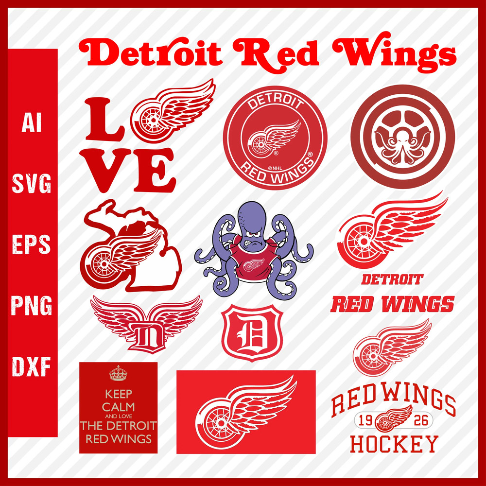 Detroit Red Wings Logo SVG - Red Wings SVG Cut Files - Red Wings PNG Logo, NHL Logo  .png