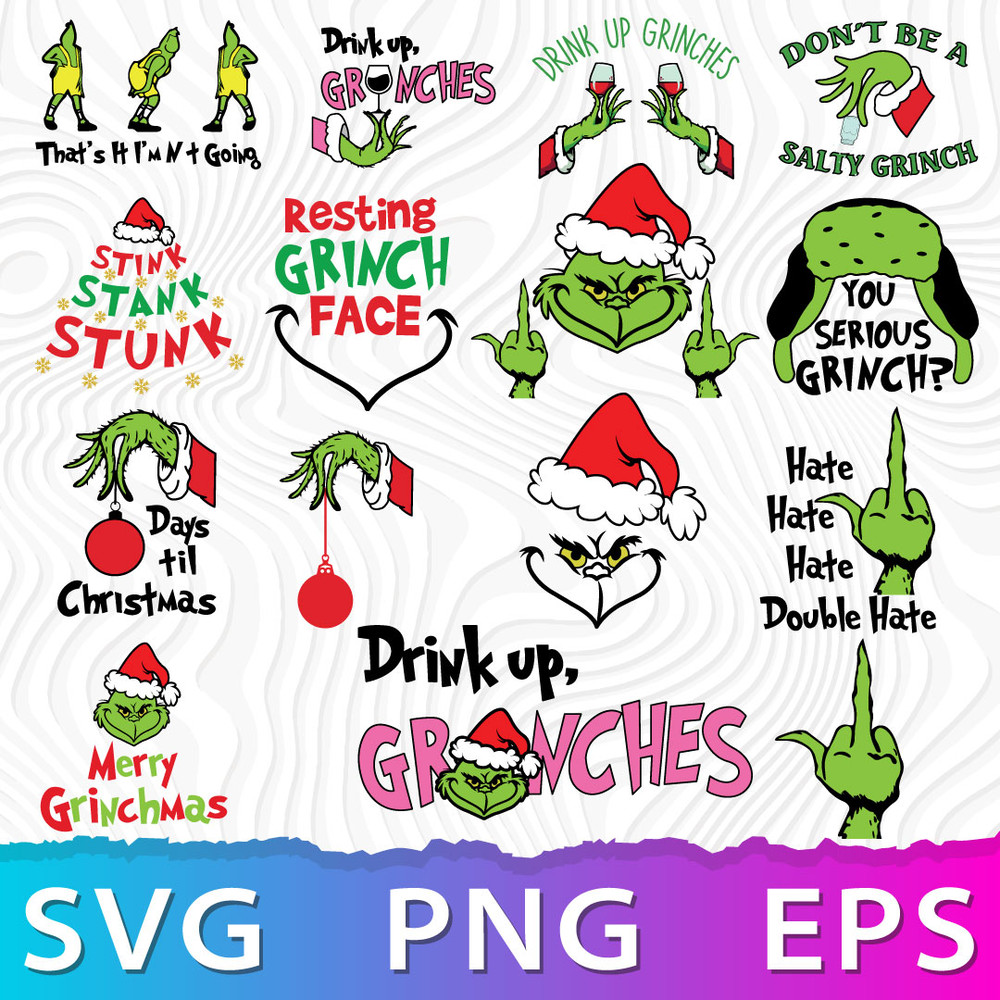 Grinch Middle Finger SVG, Grinch PNG, Grinch SVG For Cricut, Merry Grinchmas SVG .jpeg