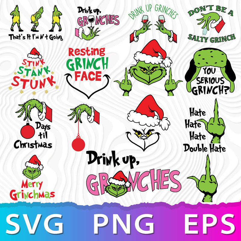 Grinch Middle Finger SVG, Grinch PNG, Grinch SVG For Cricut, Merry Grinchmas SVG .jpeg
