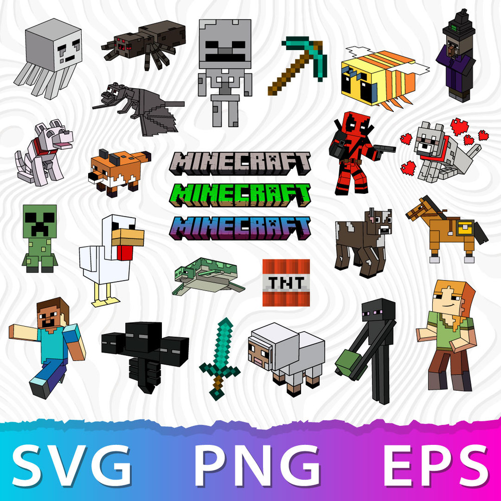 Minecraft Bundle SVG, Minecraft birthday svg, Minecraft party, Steve minecraft, Creeper Svg, Minecraft Digital Download .jpeg