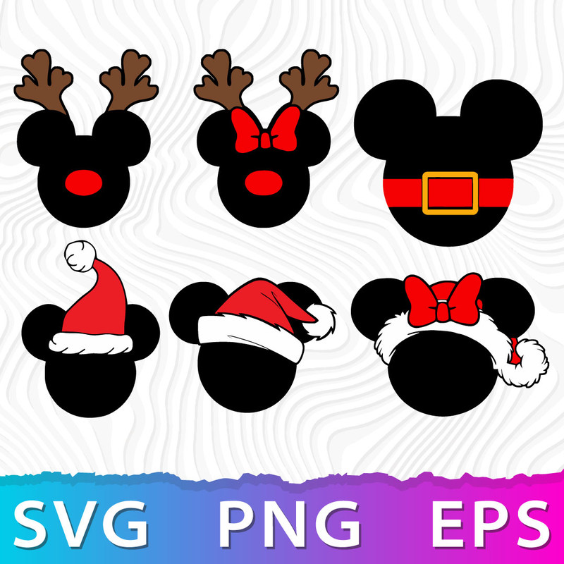 Mickey And Minnie Mouse Christmas Clipart, Mickey Mouse Christmas SVG, Mickey Mouse PNG .jpeg