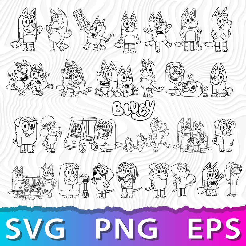 Bluey Outline SVG, Cricut Bluey SVG, Bluey Birthday PNG, Bluey Silhouette SVG, Bluey Bingo SVG .jpeg