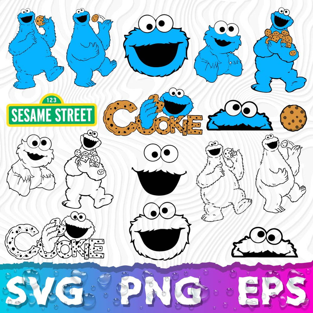 Cookie Monster SVG, Cookie Monster Cricut, Cookie Monster Outline, Cookie Monster PNG Transparent .jpeg