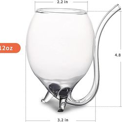 INFTYLE Vampire Wine Glass Set of 2 Cocktail Glass 12oz with Drinking Tube Straw Creative Glass Decanter Cups Mugs