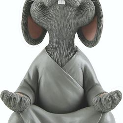 Whimsical Happy Bunny Grey Buddha Figurine Meditation Yoga Collectible - Happy Bunny Collection - Bunny Lover Gifts