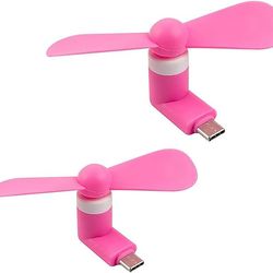 Type C Phone Fan, Mini USB C Cooling Hand Fans Portable Summer Cooler for ipad Type C Plug Devices-2 Pieces