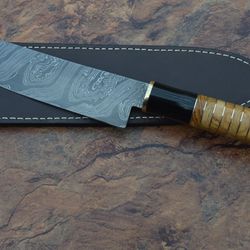 custom handmade damascus knives-12.5" damascus steel santoku kitchen chef knife