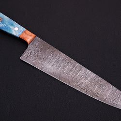 custom handmade damascus knives-13" chef kitchen colored camel bone chef knife