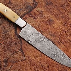 custom handmade damascus knives-12" natural camel bone handle chef knife