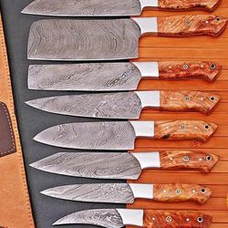 custom handmade chef & kitchen knives set damascus steel