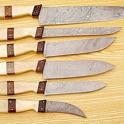 custom handmade damascus steel chef & kitchen knife set 6 pcs