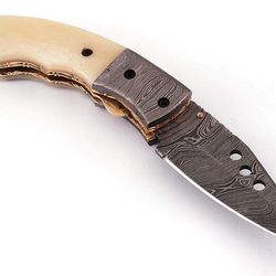 custom damascus steel folding pocket knife cool camping knife