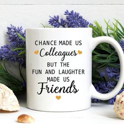 coworker gifts for women, chance made us colleagues mug, christmas white elephant gifts for coworker leaving friendship