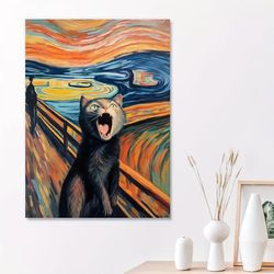 print poster edvard munch famous painting scream cat wall art, artwork wall painting for bathroom bedroom office