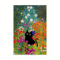 Brighten Up Your Bedroom with this Colorful Abstract Cat Poster Flower Art