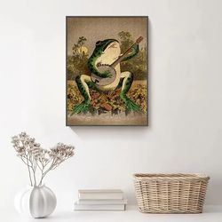 Vintage Frog Poster, Art Deco, Vintage Print, Colorful Wall Art Home Decor No Frame