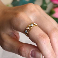 Adjustable ring, Pressed flower resizable ring, Gold stainless steel ring