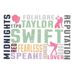 Taylor Swift Fearless Folklore Albums Svg File Instant Download, Taylor Best Svg
