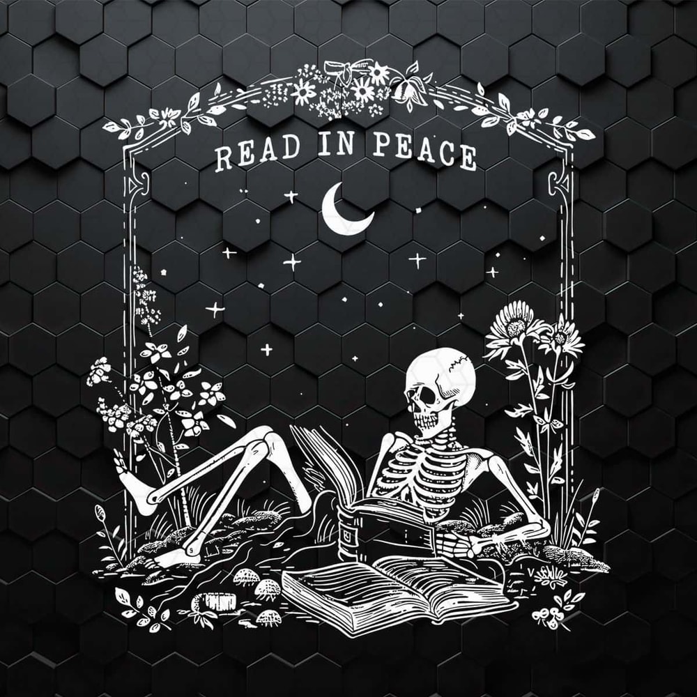 Read In Peace Skeleton Book Halloween SVG.jpg