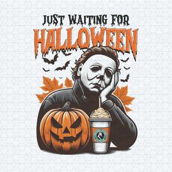 just waiting for halloween michael myers coffee png