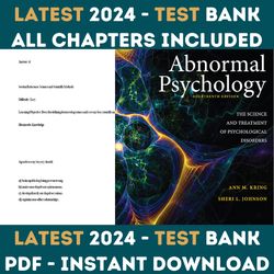 Latest 2024 Abnormal Psychology 14th Edition Kring Test Bank | All Chapters Included