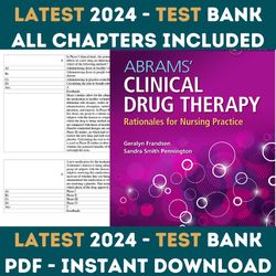 Latest 2024 Abrams Clinical Drug Therapy Rationales for Nursing Practice, 12th Edition Frandsen Test Bank