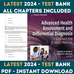 Latest 2024 Advanced Health Assessment and Differential Diagnosis Essentials 1st Edition Myrick Test Bank | All Chapters