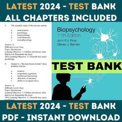 Latest 2024 Biopsychology 11th Edition Pinel Test bank | All Chapters included