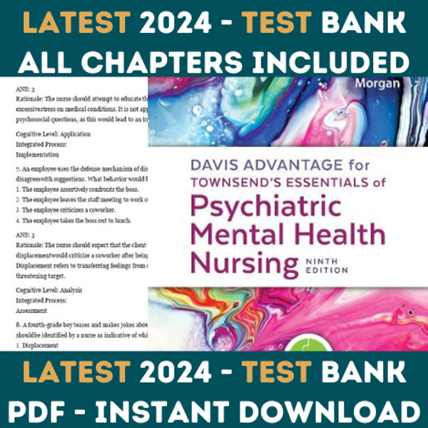 Test Bank For Davis Advantage for Townsends Essentials of Psychiatric Mental Health Nursing 9th Edition Karyn Morgan.PNG