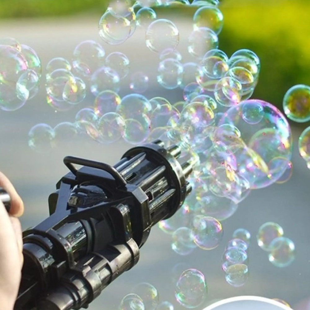 Electric Gatling Bubble Machine Gun Toy Black