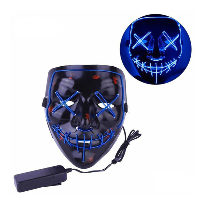 Spooky Light Up Anonymous Mask Blue