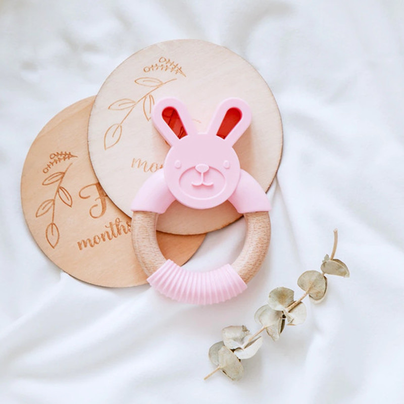 Food Grade Bunny Teether Ring Pink