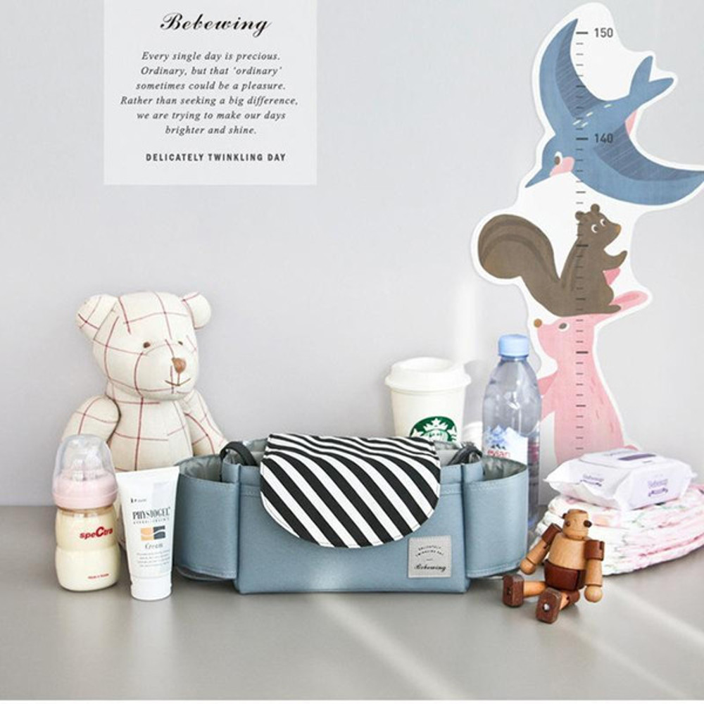 Baby Stroller Organizer Bag Striped Blue