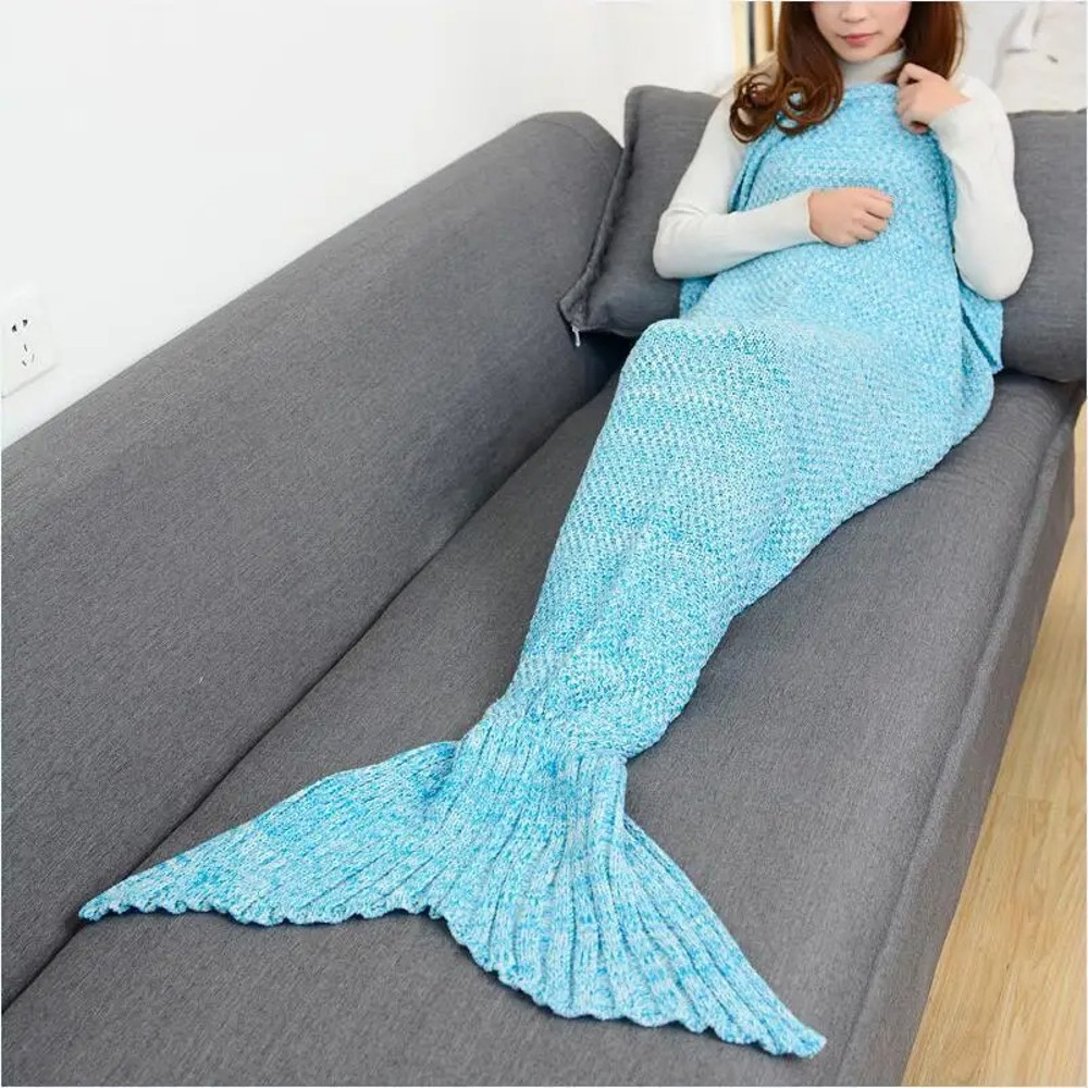 Handmade Mermaid Snuggle Blanket for Kids & Adults Aqua