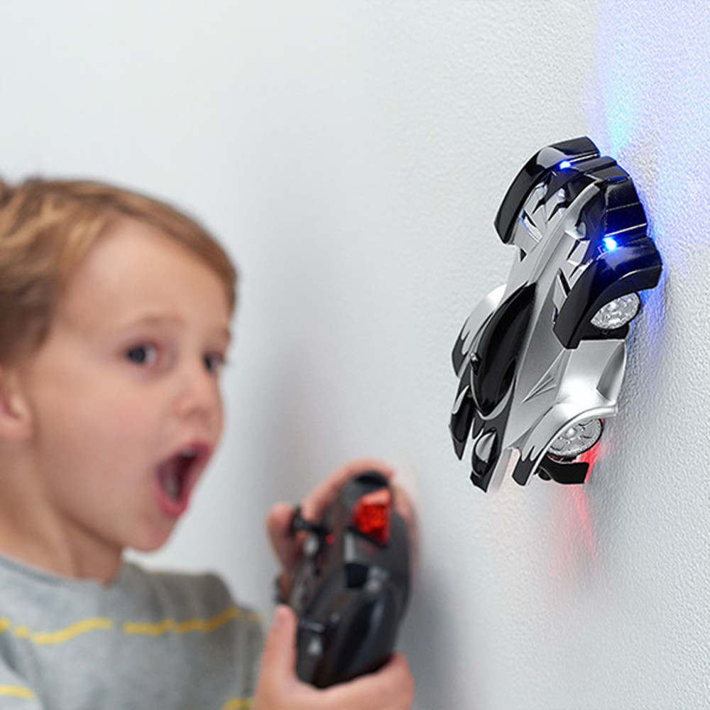 USB Rechargeable Remote Control Wall Climbing Car with LED Lights Black 2
