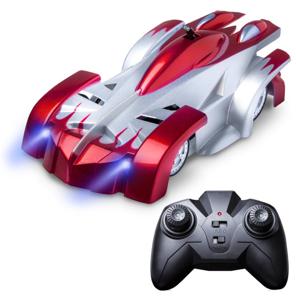 USB Rechargeable Remote Control Wall Climbing Car with LED Lights Red 2