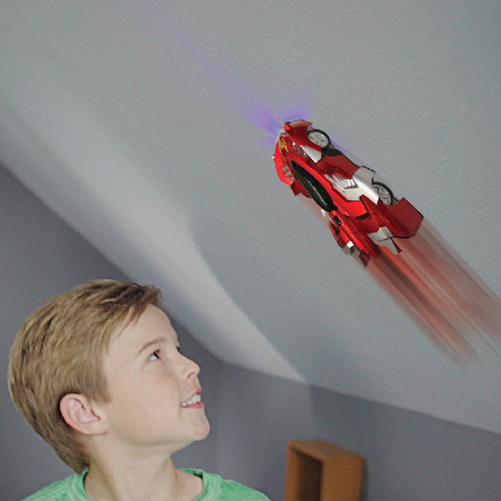 USB Rechargeable Remote Control Wall Climbing Car with LED Lights Red 1