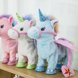 magic walking & singing unicorn plush, fluffy & adorable, battery-powered fun