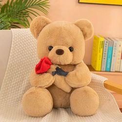 romantic valentine's day teddy bear with roses – plush gift for her